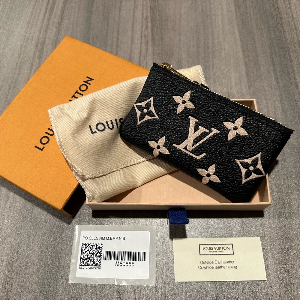 Louis Vuitton Bicolor Monogram Empreinte Black/Beige Leather Key Pouch